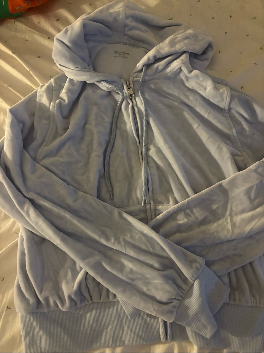 Light Blue Women's Plush Zip-Up Hoodie Jacket